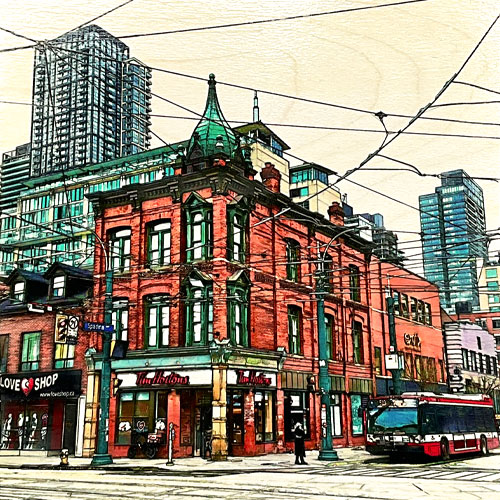 Queen & Spadina Toronto Art — Vintage Intersection Wall Décor | Alex Pyro