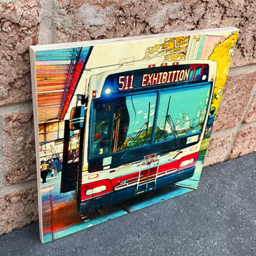 Alternative view of Vintage Toronto Bus Art – Iconic 511 Exhibition TTC Route on Birch Wood